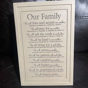 Our Family plaque. Lighthouse Christian Products